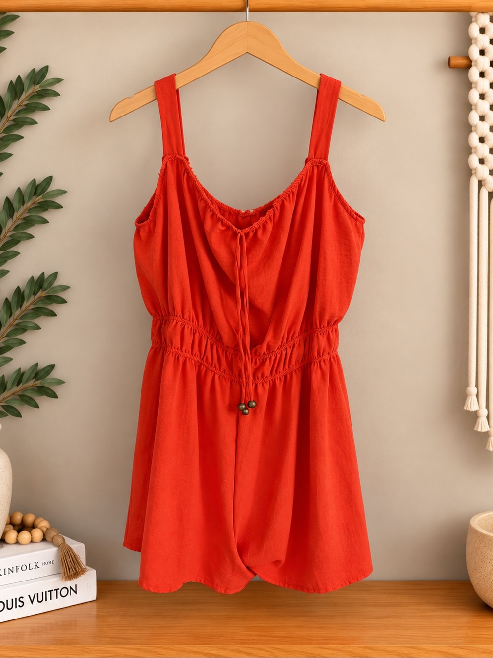 Red Sleeveless Romper